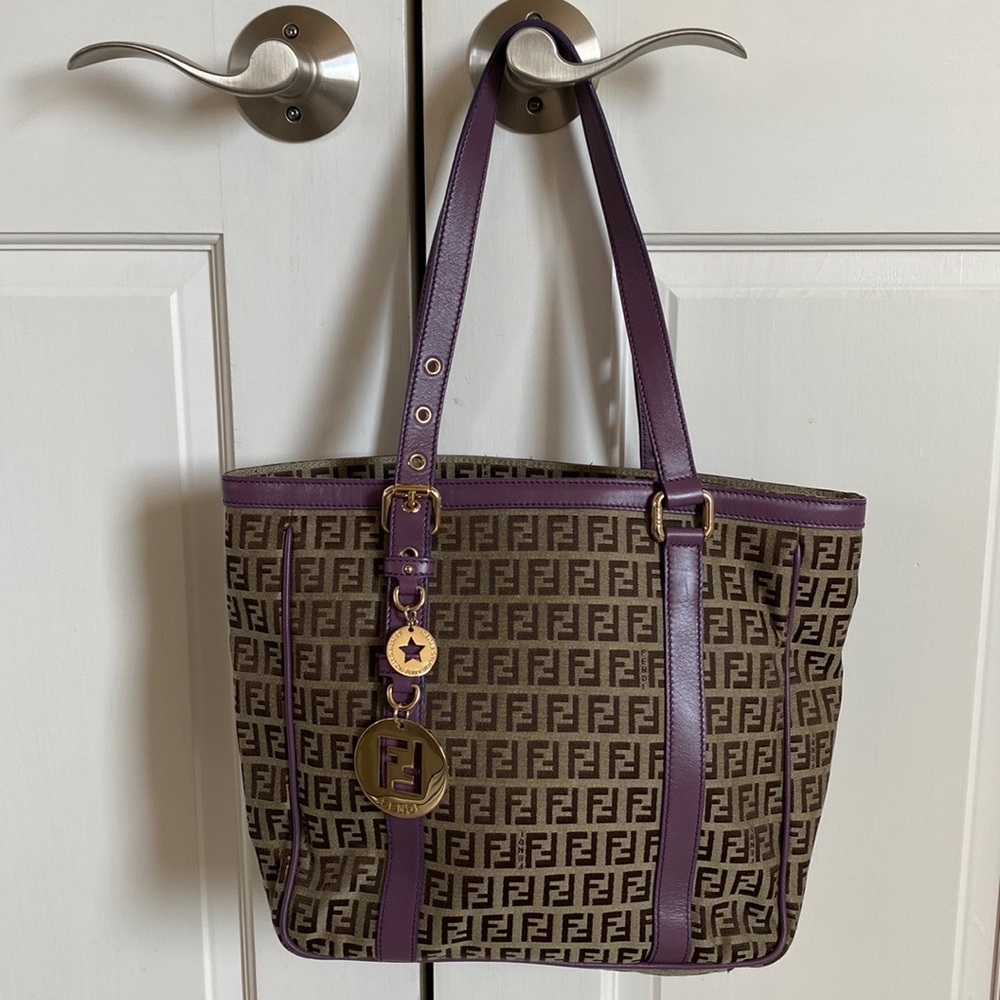Fendi Purple Superstar Canvas Tote - Picture 2 of 13